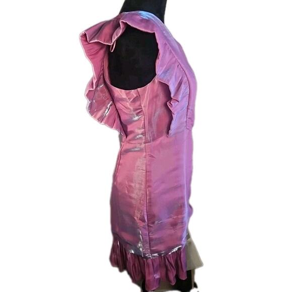 Madison & Main Iridescent Lilac One Shoulder Ruffle Party Dress L Prom Y2K NWT - Picture 2 of 16